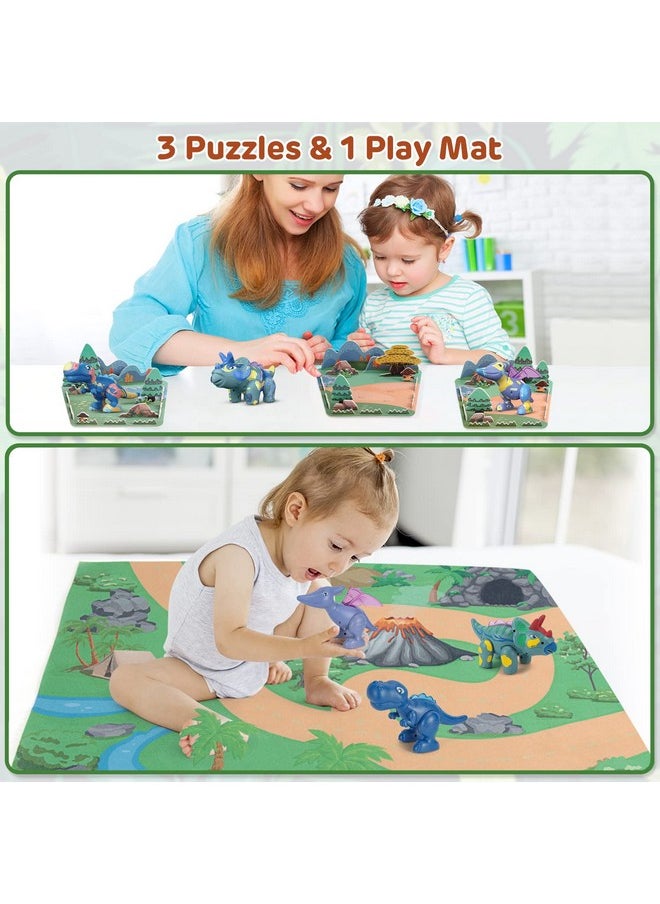 ThinkMax Magnetic Dinosaur Toys For Kids, Take Apart Toys With Light, Roar Sound, Play Mat & Painting Kit, Kids Trex Christmas Birthday Gifts For Boys Girls 2 3 4 5 Year Old, Medium, Green Blue Purple  - Image 5