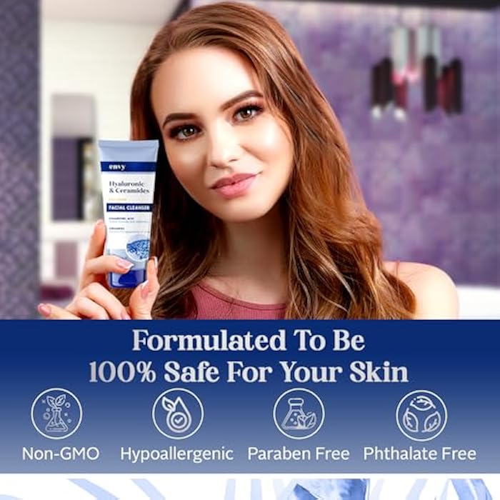 Envy منظف الوجه إنفي مع حمض الهيالورونيك والسيراميدات - مرطب، مرطب وزيادة الإشراق - عناية بالبشرة كورية نظيفة وخالية من القسوة لجميع أنواع البشرة - مختبر من قبل أطباء الجلد - 6.76 أونصة - Image 5