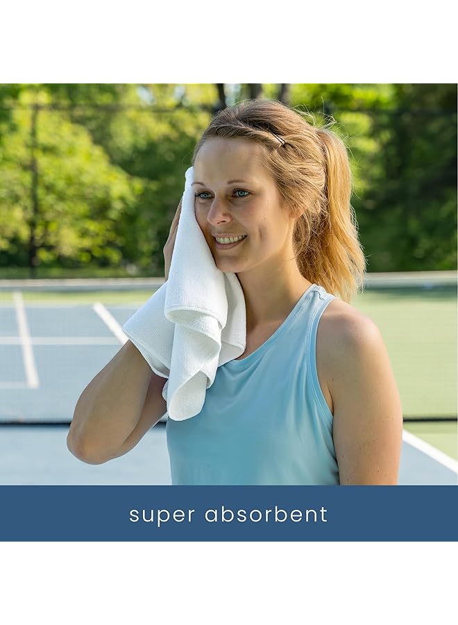 S&T INC. Microfiber Fitness Exercise Home Gym Towels 360 GSM 6 Pack 16 Inch x 27 Inch White - Image 2