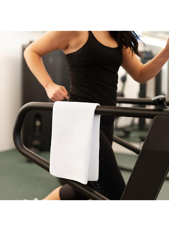 S&T INC. Microfiber Fitness Exercise Home Gym Towels 360 GSM 6 Pack 16 Inch x 27 Inch White - Image 5