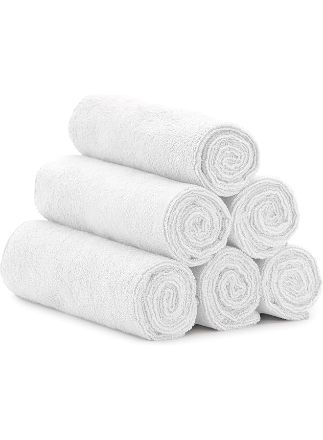 S&T INC. Microfiber Fitness Exercise Home Gym Towels 360 GSM 6 Pack 16 Inch x 27 Inch White - Image 1