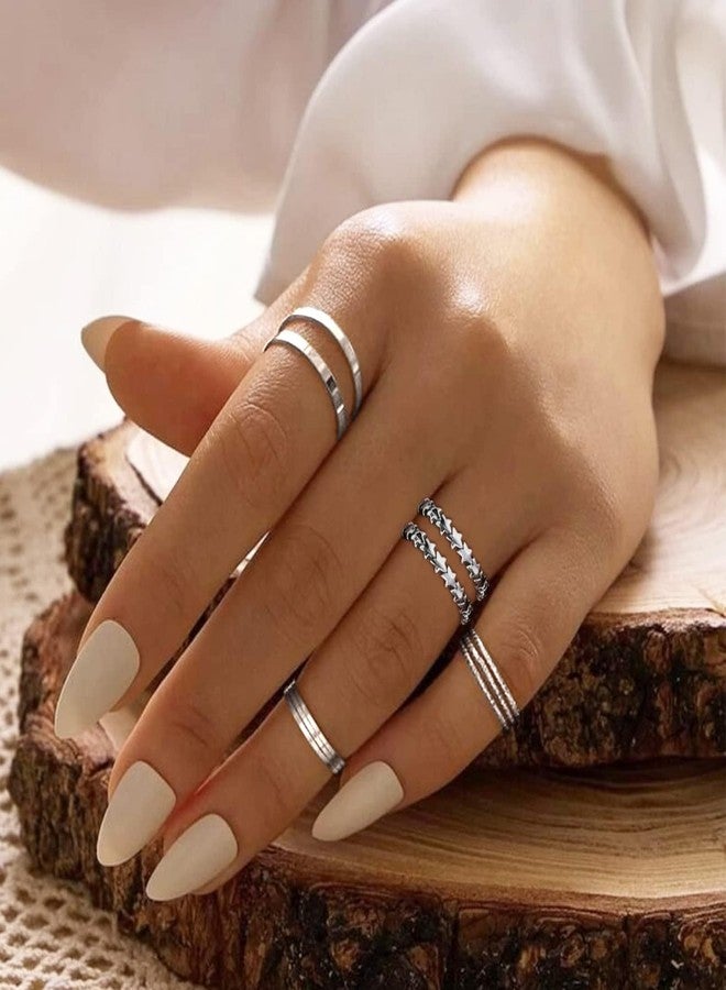 ChicSilver 925 Sterling Silver Ring 3mm Vintage Simple Star Statement Ring Wedding Band for Women Men Christmas Ring - Size 9 - Image 3