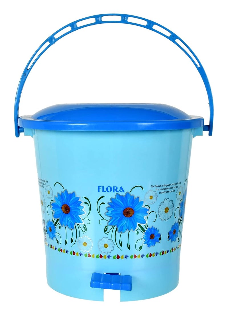 Kuber Industries Kuber Industries Flower Printed Plastic Pedal Dustbin With Lid Handle For HomeKitchenOffice 5 Ltr Blue HS39KUBMART022435  - Image 3