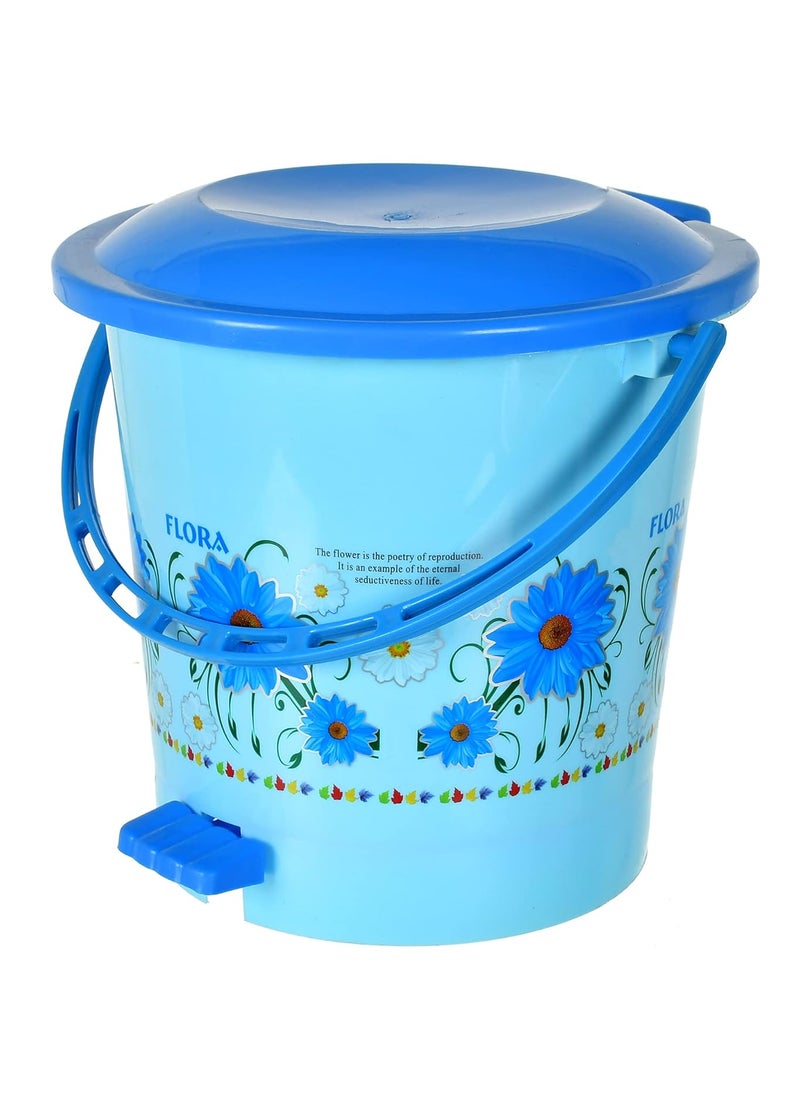 Kuber Industries Kuber Industries Flower Printed Plastic Pedal Dustbin With Lid Handle For HomeKitchenOffice 5 Ltr Blue HS39KUBMART022435  - Image 1