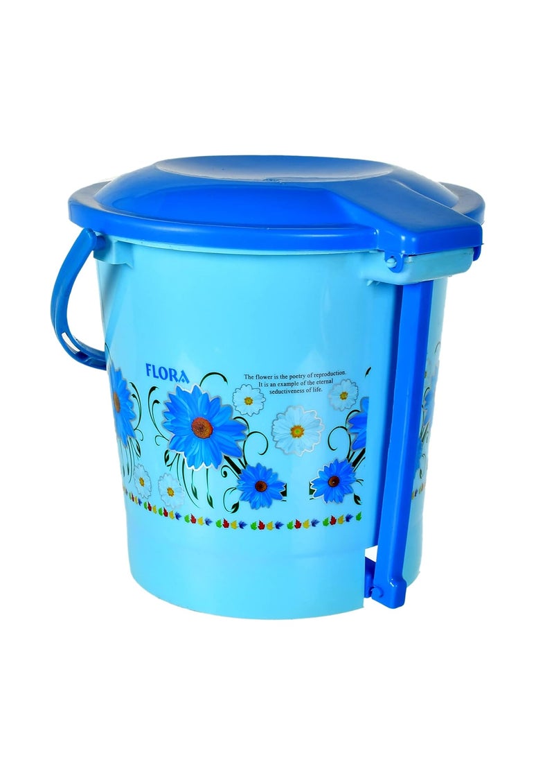 Kuber Industries Kuber Industries Flower Printed Plastic Pedal Dustbin With Lid Handle For HomeKitchenOffice 5 Ltr Blue HS39KUBMART022435  - Image 4