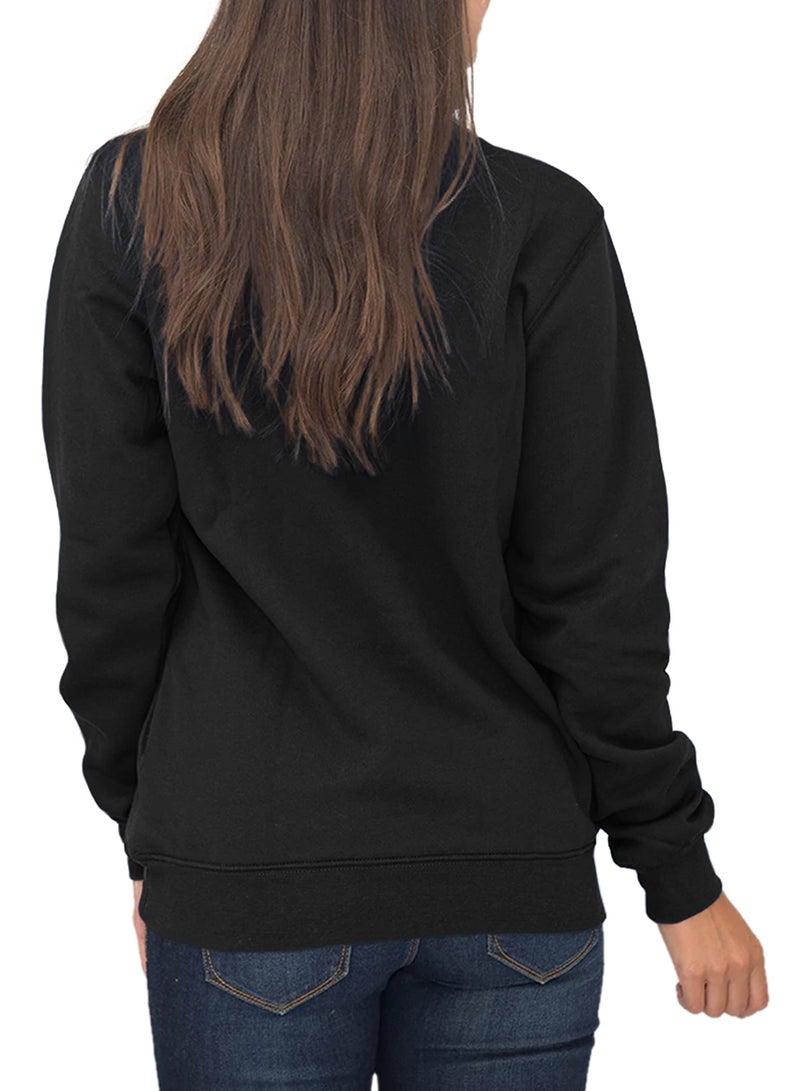 Samefar Women Winter Sweatshirt Tunics High Neck Long Sleeve Solid Basic 1/4 Zip Fleece Pullover Tops Black X-Large - Image 3