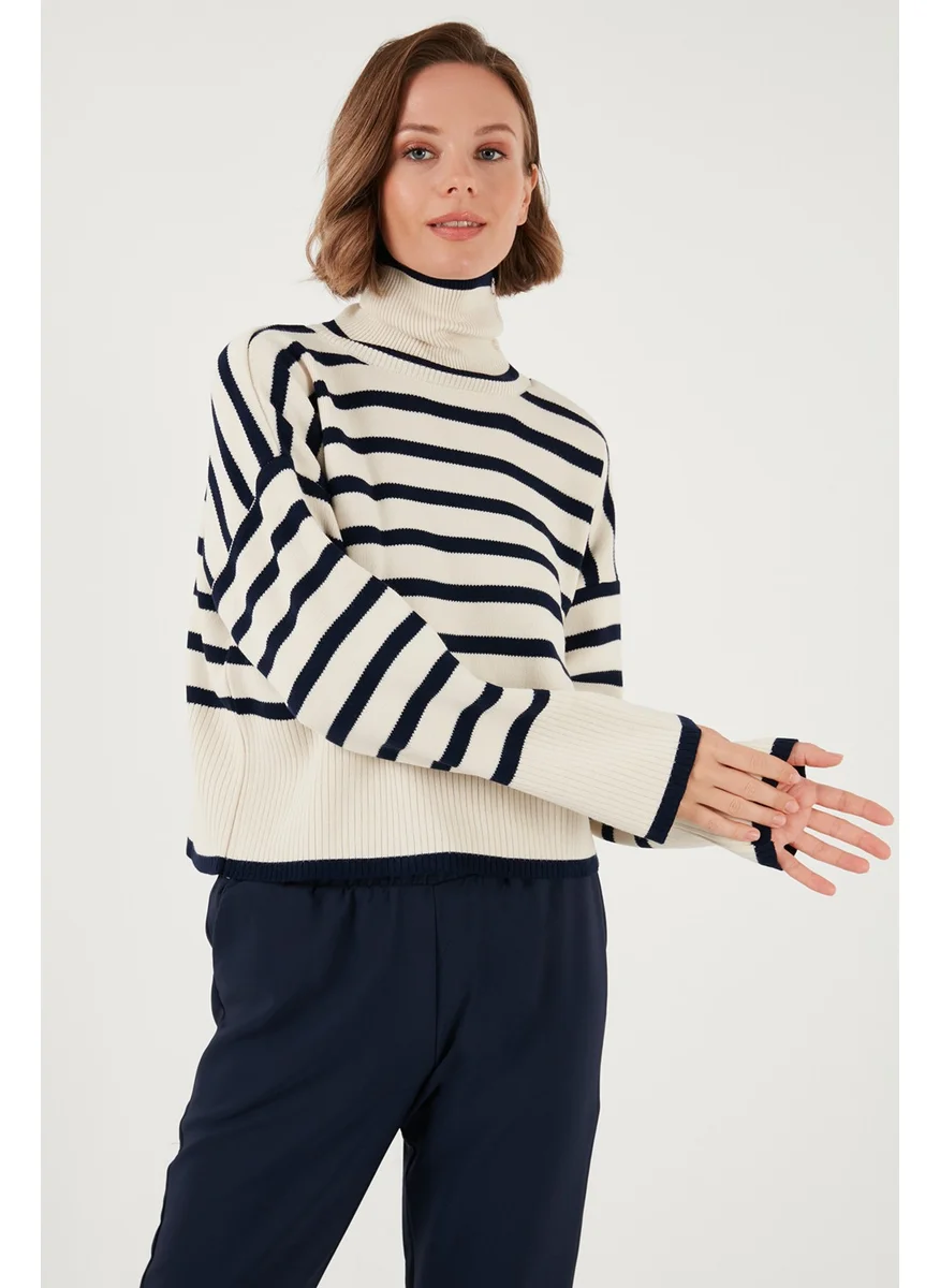 Lela Acrylic Striped Turtleneck Knitwear Sweater Women's Sweater 4616166