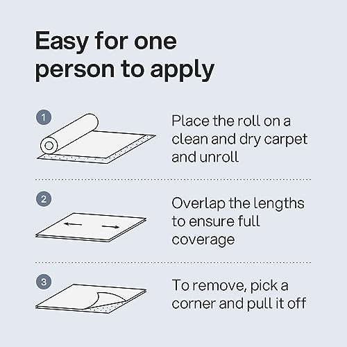 Kenley Carpet Protection Film - Self Adhesive Plastic Carpet Protector Film - Heavy Duty Shield Covering for Stairs Floor Runner Surface - Puncture & Water Resistant Sticky Protection Roll (24"x200') - Image 3