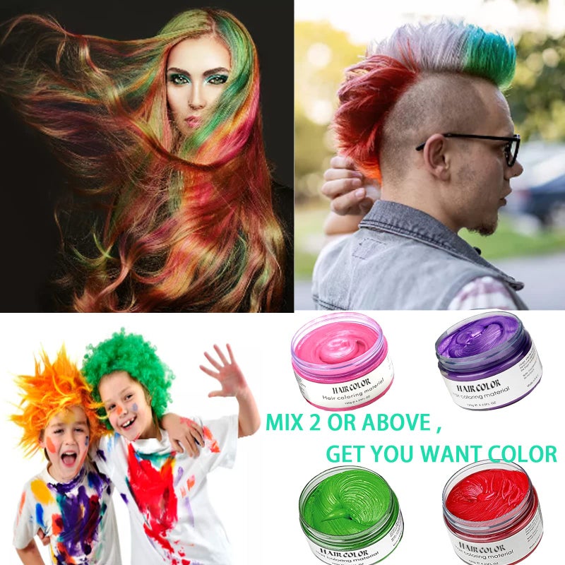 Acosexy Hair Color Wax, Green Red Purple Pink, 4.23oz Instant Hairstyle Hair Spray, Temporary Hair Color Wax Styling Clays Ash for Cosplay, Party, Masquerade, Halloween.etc - Image 4