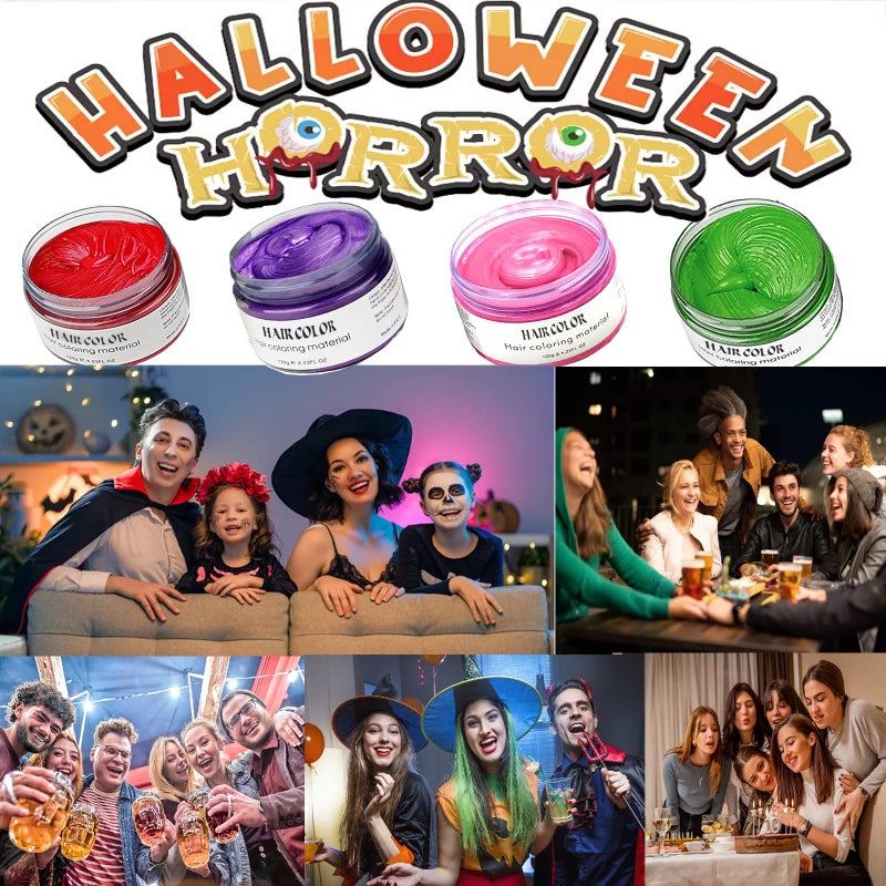 Acosexy Hair Color Wax, Green Red Purple Pink, 4.23oz Instant Hairstyle Hair Spray, Temporary Hair Color Wax Styling Clays Ash for Cosplay, Party, Masquerade, Halloween.etc - Image 3