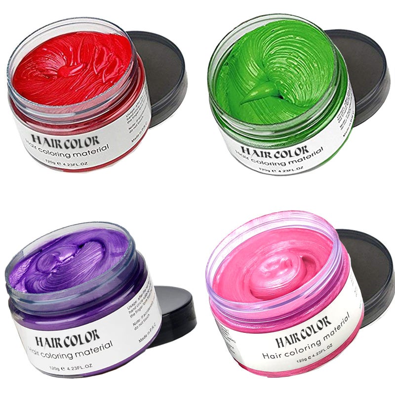 Acosexy Hair Color Wax, Green Red Purple Pink, 4.23oz Instant Hairstyle Hair Spray, Temporary Hair Color Wax Styling Clays Ash for Cosplay, Party, Masquerade, Halloween.etc - Image 1