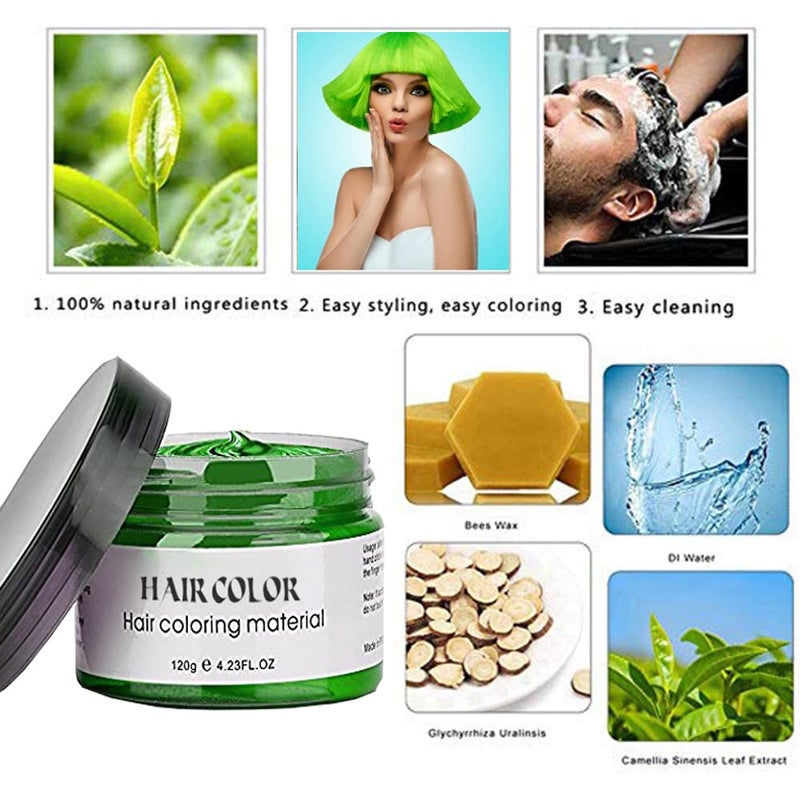 Acosexy Hair Color Wax, Green Red Purple Pink, 4.23oz Instant Hairstyle Hair Spray, Temporary Hair Color Wax Styling Clays Ash for Cosplay, Party, Masquerade, Halloween.etc - Image 2
