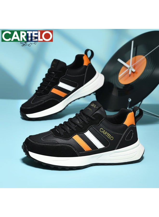 Cartelo Men's Casual Shoes Fashion Versatile Lightweight Non-slip Sports Running Shoes Qh8137 Black Orange Size 41 - Image 1