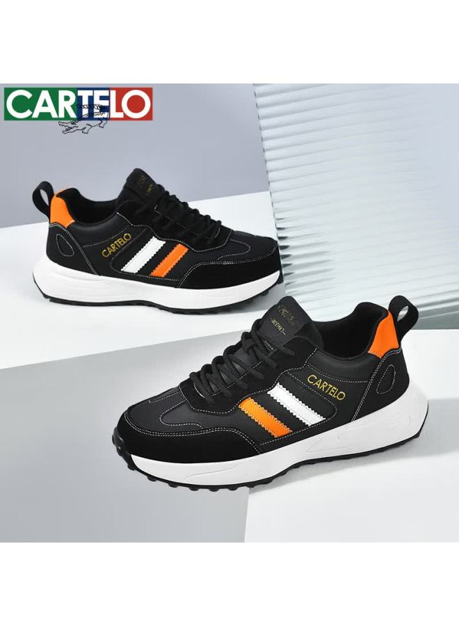 Cartelo Men's Casual Shoes Fashion Versatile Lightweight Non-slip Sports Running Shoes Qh8137 Black Orange Size 41 - Image 5