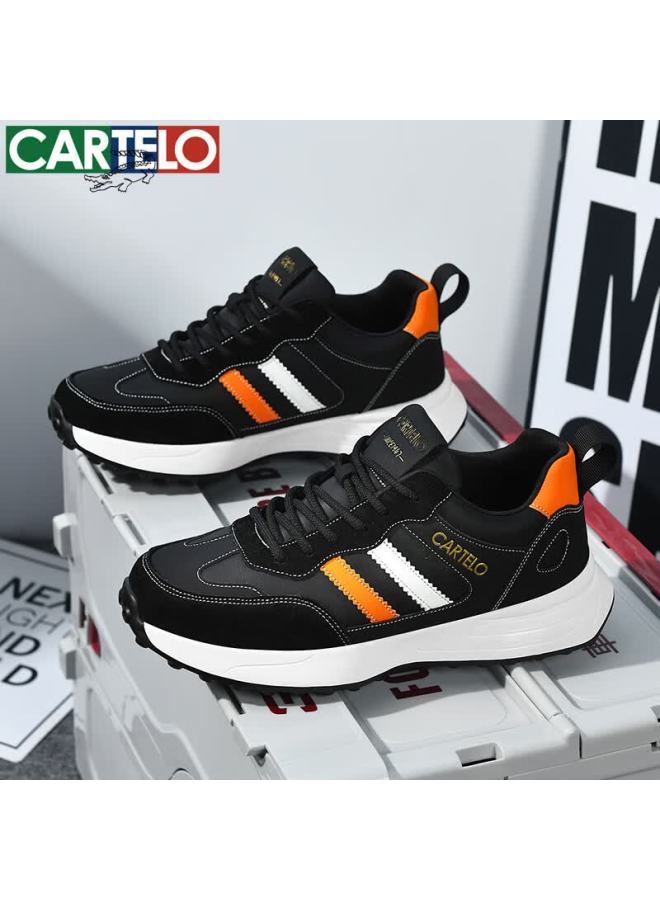 Cartelo Men's Casual Shoes Fashion Versatile Lightweight Non-slip Sports Running Shoes Qh8137 Black Orange Size 41 - Image 4
