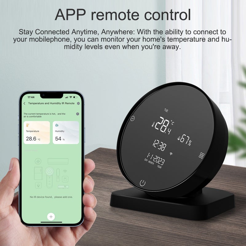 Tuya WIFI USB Rechargeable Temperature and Humidity Detector Household Office Baby's Room Hygrothermograph LCD Display IR Remote Controller Temperature and Humidity Meter Temperature Tester - Image 2