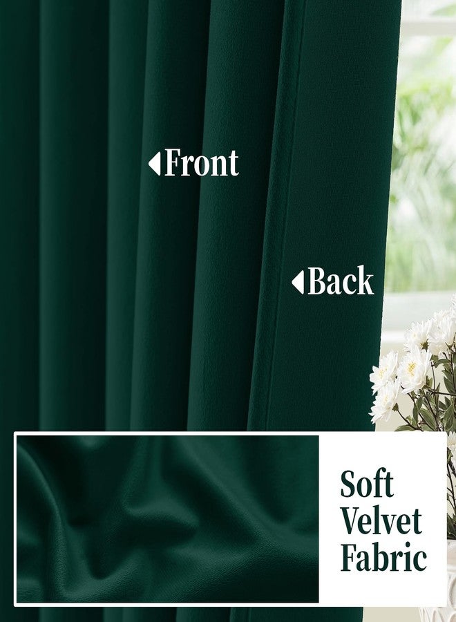 SimpleHome Dark Green Velvet Curtains 84 Inches for Living Room,Rod Pocket Luxury Blackout Velvet Curtains Thermal Insulated 2 Panels Room Darkening Drapes,W40 x L84 - Image 4