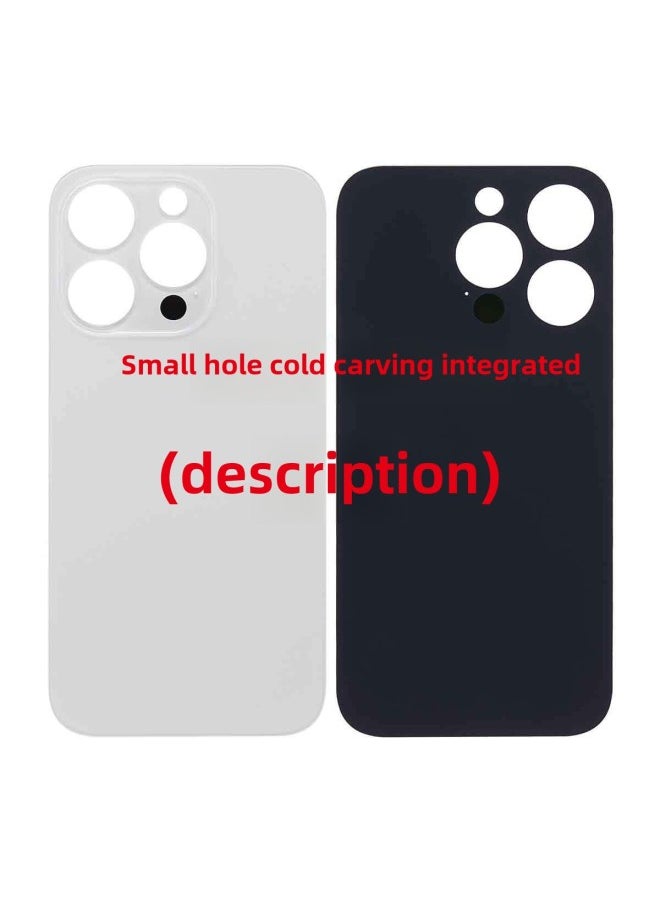 Remove-free Large Hole Back Cover Glass With Logo Small Hole Electroplating Dripping Beads For Apple Mobile Phone 13/14/15-Color:Secondary Electroplating-small Hole Cold Carving Integrated (equipped With Polished Outer Ring Mirror Ring)-Dimensions:15pro Black (welded Bracket Frame With Magnet)