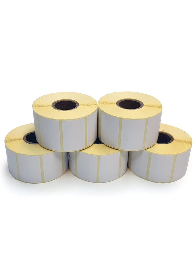 أوفيس ميكر Office Maker Value Your Business Sticker Label Size 38x25 mm for Barcode Label Printer to be used with Wax Ribbon - 1000 Labels per Roll | Detail Size 38.1 x 25.4 mm | 5 Rolls - Image 1
