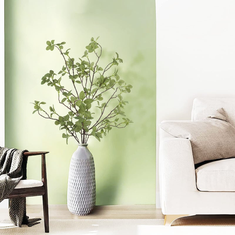 Ruidazon 2 pcs Artificial Greenery Stems, 41.3â€™â€™ Tall Fake Plants Branches Faux Greenery Ficus Twig Leaf for Home Garden Shop Office Desk Decoration - Image 2