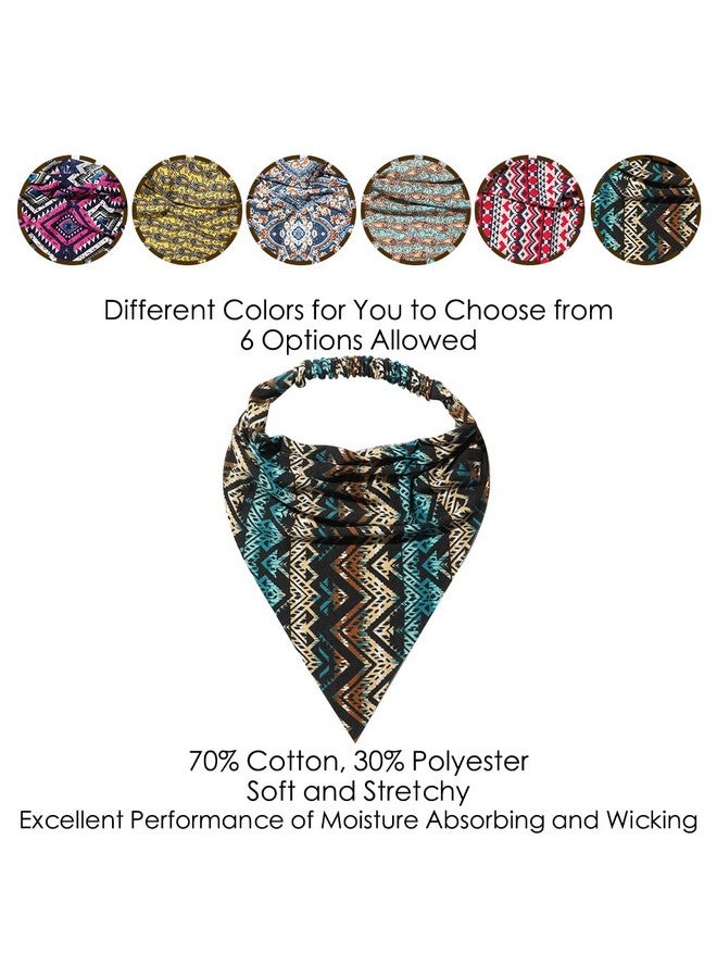 Vercret 6 Pack Boho African Hair Scarf Headband For Women Elastic Bandanas Scarves Headwrap Triangle Kerchief Large Non Slip Hair Accessories For Teen Girls - Image 4