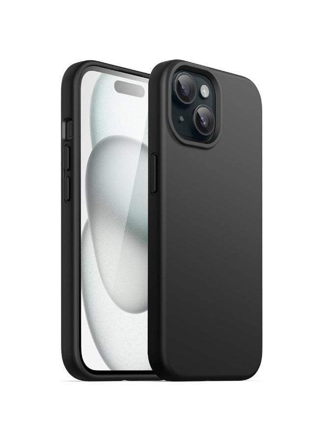 Silicone Case For IPhone 14 15 6.1-Inch Silky-Soft Touch Full-Body Protective Phone Case Shockproof Cover (Black) - Image 1
