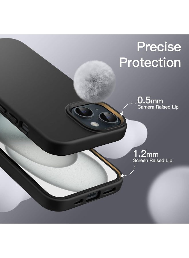 Silicone Case For IPhone 14 15 6.1-Inch Silky-Soft Touch Full-Body Protective Phone Case Shockproof Cover (Black) - Image 5
