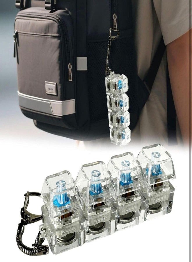 Ncry 1pc Fidget Toys Adults, Keyboard Fidget Keychain Set, with Transparent and Blue Keycaps, Stress Relief Gadgets for Office School Home Use, Portable Fidget Toy for Focus Enhancement - Image 1