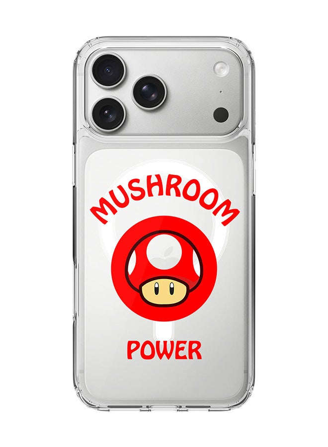 Stylizedd حافظة ماغسيف شفافة كلاسيكية لجهاز آيفون 17 برو ماكس، حافظة هجين ناعمة حواف مرنة مضادة للسقوط TPU PC جل رقيقة شفافة [مصممة لجهاز آيفون 17 برو ماكس] - قوة الفطر