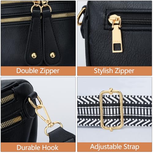 KKXIU Crossbody Sling Bag for Women Trendy Fanny Pack Vegan Leather Chest Bag (All Black) - Image 5