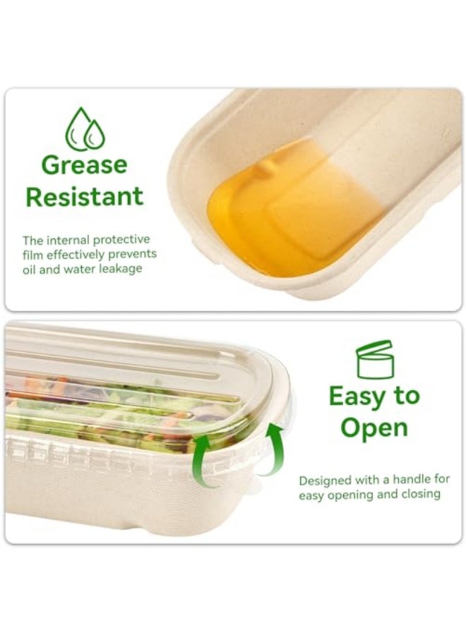 يلا جوي 23 أونصة حاويات تحضير وجبات يمكن التخلص منها، أوعية سلطة من ورق ألياف قصب السكر مع أغطية حاويات طعام للماكروويف للمعكرونة والبريتو وبقايا الطعام (50 قطعة) - Image 3