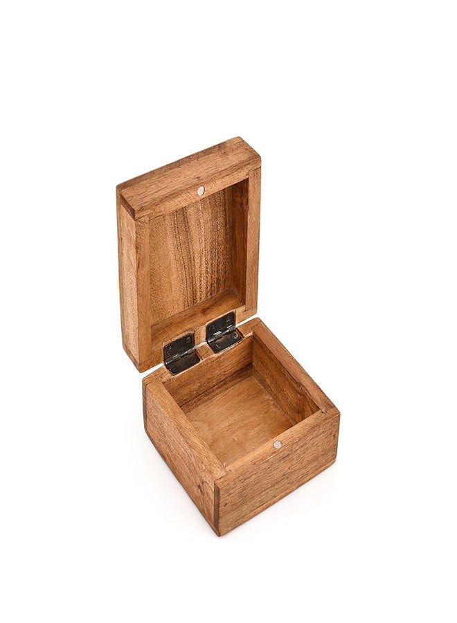 NIRMAN Jewelry Boxes Acacia Wood Whitewashed Tree of Life Wooden Jewelry Box Organizer for Rings, Earrings, Necklaces & More (4" X 4" X 2.5") - Image 4