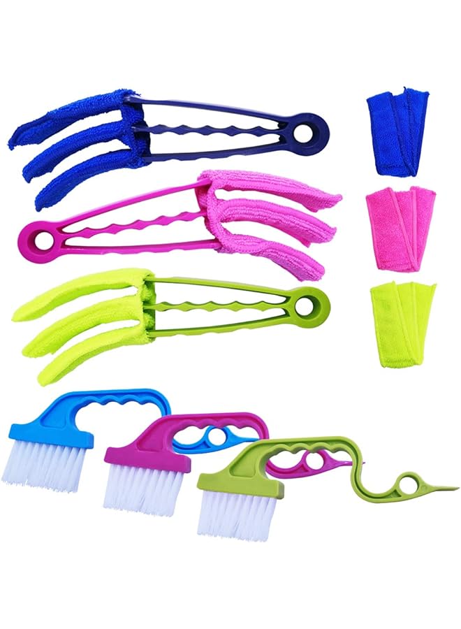 erorex 9 Pack Window Blind Cleaner Tools, 3 Pack Window Blind Duster Brush with 3 Microfiber Removable Sleeves and 3 Pack Track Cleaning Brush Ideal Kit for Shutters Blind Air Conditioner Vent Covers - Image 1