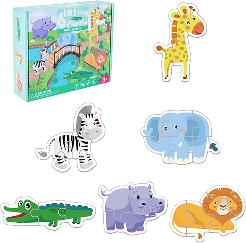 KASTWAVE Toddler Puzzle Animal Shape Wooden Block Montessori Jigsaw Puzzle with Board Level-Up Puzzles for Beginner Preschool Learning Toys for Kids Educational Games Kindergarten Gifts for Boys Girls - Image 1