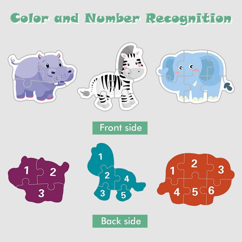 KASTWAVE Toddler Puzzle Animal Shape Wooden Block Montessori Jigsaw Puzzle with Board Level-Up Puzzles for Beginner Preschool Learning Toys for Kids Educational Games Kindergarten Gifts for Boys Girls - Image 3