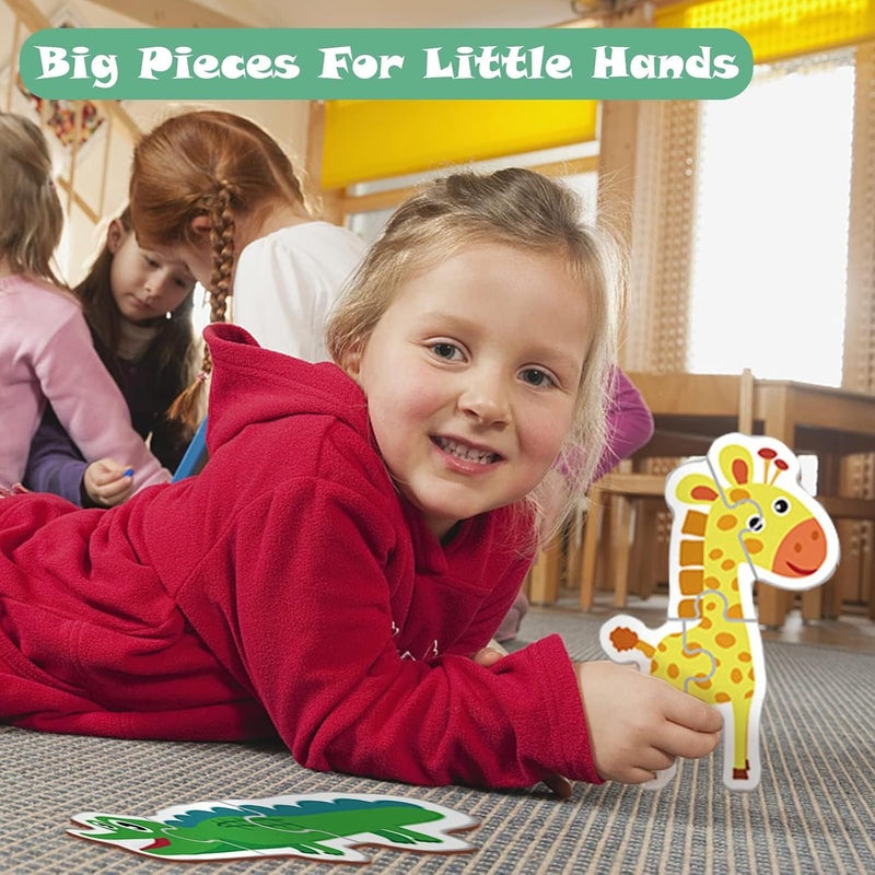KASTWAVE Toddler Puzzle Animal Shape Wooden Block Montessori Jigsaw Puzzle with Board Level-Up Puzzles for Beginner Preschool Learning Toys for Kids Educational Games Kindergarten Gifts for Boys Girls - Image 5