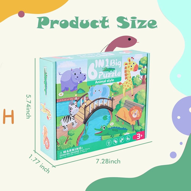 KASTWAVE Toddler Puzzle Animal Shape Wooden Block Montessori Jigsaw Puzzle with Board Level-Up Puzzles for Beginner Preschool Learning Toys for Kids Educational Games Kindergarten Gifts for Boys Girls - Image 4