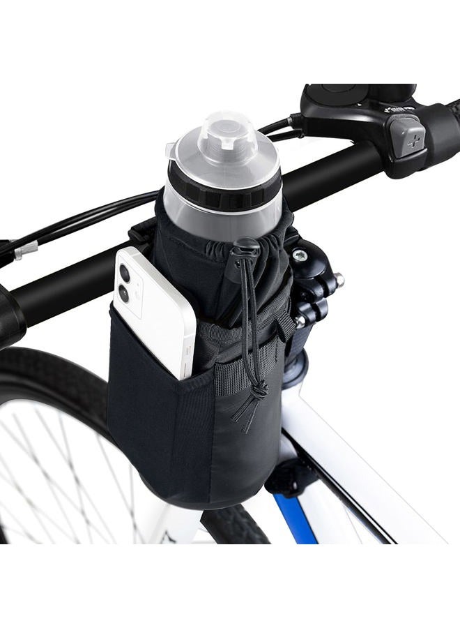 WOTOW Bike Handlebar Bottle Bag, Bicycle Insulated Stem Drink Cup Holder Water Bottle Bag Cycling Frame Strap-On Waterproof Storage Pouch with Shoulder Strap for All Bikes Daily Use Touring Commuting - Image 1