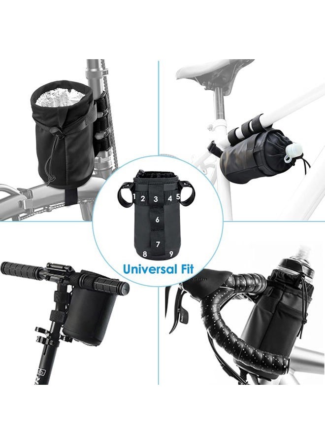 WOTOW Bike Handlebar Bottle Bag, Bicycle Insulated Stem Drink Cup Holder Water Bottle Bag Cycling Frame Strap-On Waterproof Storage Pouch with Shoulder Strap for All Bikes Daily Use Touring Commuting - Image 2
