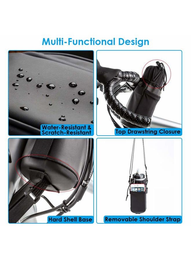 WOTOW Bike Handlebar Bottle Bag, Bicycle Insulated Stem Drink Cup Holder Water Bottle Bag Cycling Frame Strap-On Waterproof Storage Pouch with Shoulder Strap for All Bikes Daily Use Touring Commuting - Image 4