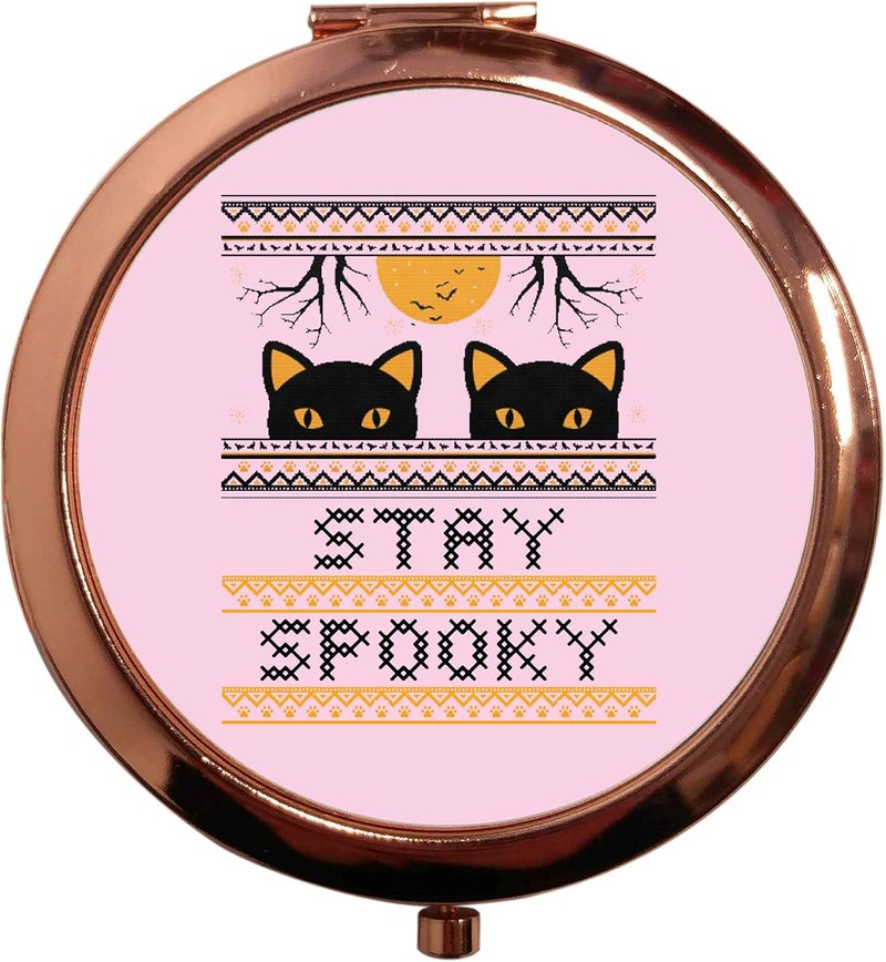 Rose Gold Circle Compact Mirror Stay Spooky
