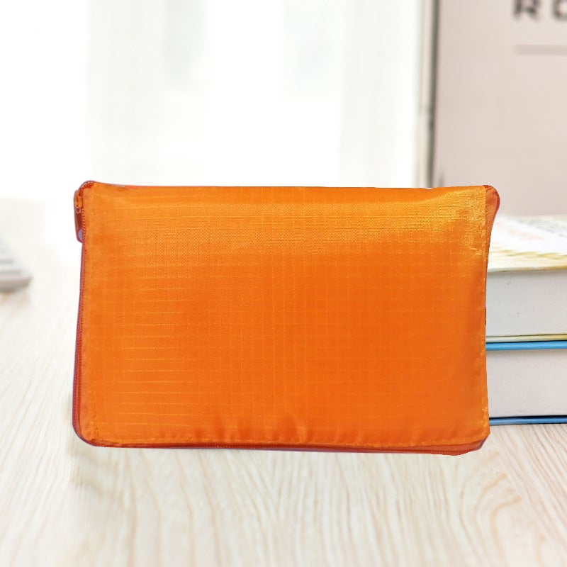 Folding Shopping Bag Portable Large Environmental Bag Oxford Cloth Thickened Handbag Waterproof Zipper Bag for Repeated Use Orange 