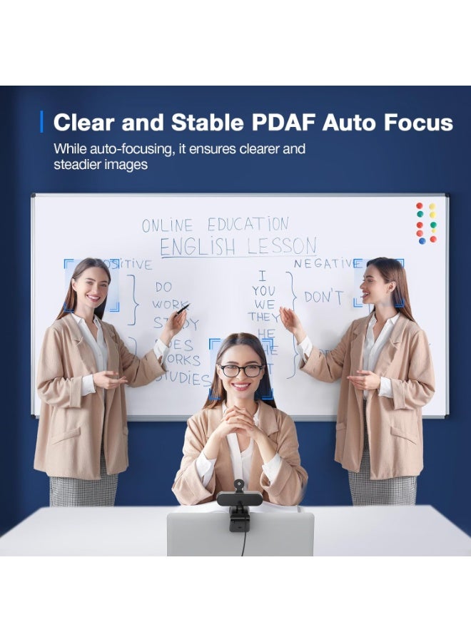 EMEET C960 4K Webcam for PC, 4K UHD Sony Sensor, PDAF Auto Focus, Dual AI Noise-Cancelling Mics, Auto Light Correction, 73° FOV, Plug&Play Webcam... - Image 4