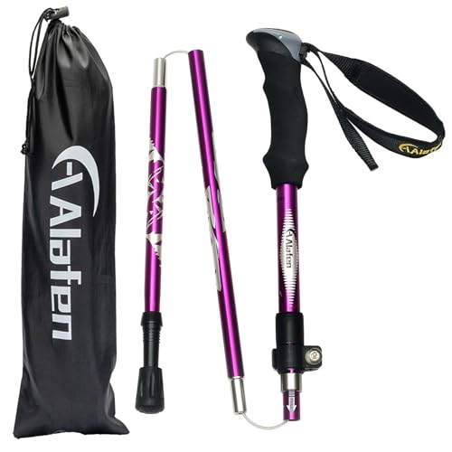 A ALAFEN Aluminum Collapsible Ultralight Travel Trekking Hiking Pole for Men and Women (Fits 5'3" - 6'2"), Single Pole (1 Pack), Purple - Image 2