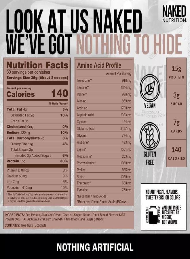 Nakd NAKED Shake - Chocolate Protein Powder - Plant Based Protein Shake with Mct Oil, Gluten-Free, Soy-Free, No Gmos Or Artificial Sweeteners - 30 Servings - Image 5