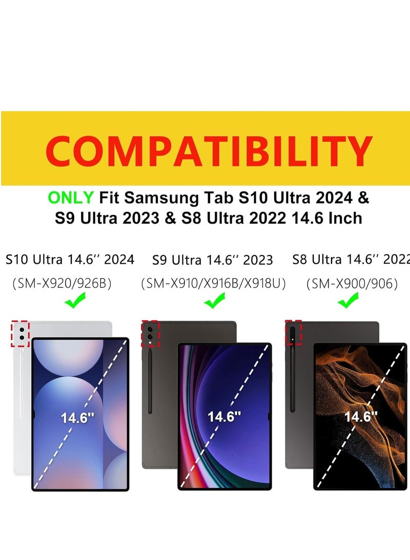 JAJEEK Keyboard Case for Samsung Galaxy Tab S9 Ultra 2023 / S8 Ultra 2022 14.6 Inch – Protective Smart Cover with S Pen Holder, Slim Bluetooth Keyboard, Durable & Lightweight Design (Black) - Image 2