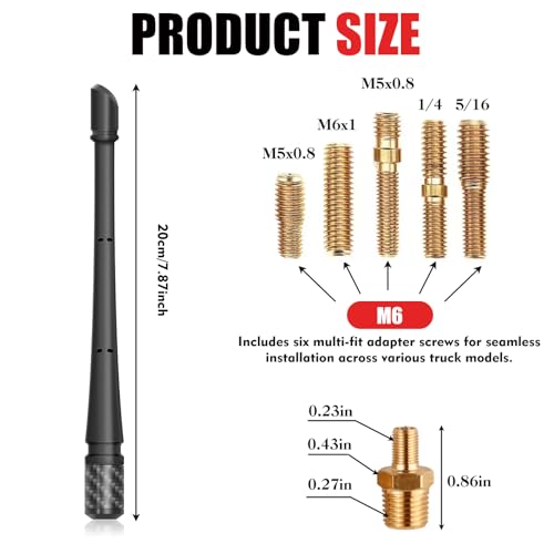 Kerros 7 Inches Short Antenna for Ford F150 2009-2025 & Bronco 2021-2025, Rubber Replacement Antenna, F150 Accessories, Internal Copper Coil for Enhanced AM/FM Reception & Car Wash Proof, Easy Installation - Image 2