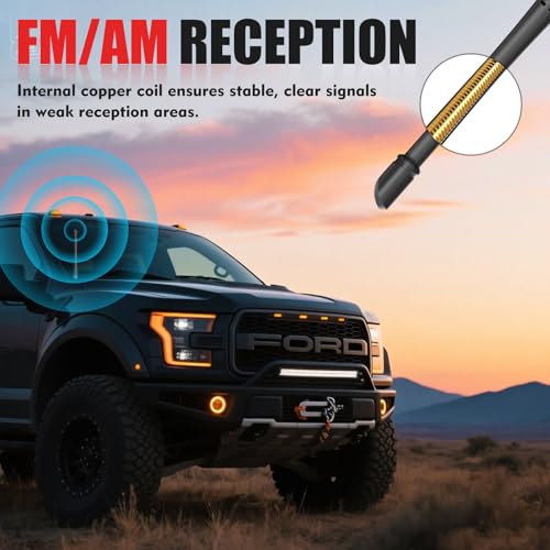 Kerros 7 Inches Short Antenna for Ford F150 2009-2025 & Bronco 2021-2025, Rubber Replacement Antenna, F150 Accessories, Internal Copper Coil for Enhanced AM/FM Reception & Car Wash Proof, Easy Installation - Image 5