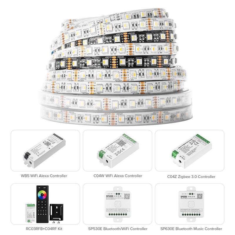 BTF-LIGHTING 5050 RGBW RGB+Warm White(2700K-3000K) 4 Colors in 1 LED Tape Light DC24V 5m 16.4ft 60LED/m Multi-Colored IP65 White 12mm PCB for Bedroom Kitchen Home Decoration(No Adapter or Controller) - Image 4
