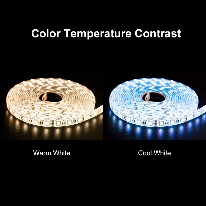 BTF-LIGHTING 5050 RGBW RGB+Warm White(2700K-3000K) 4 Colors in 1 LED Tape Light DC24V 5m 16.4ft 60LED/m Multi-Colored IP65 White 12mm PCB for Bedroom Kitchen Home Decoration(No Adapter or Controller) - Image 5